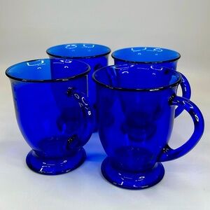 Vintage Anchor Hocking Cobalt 16 Ounce Coffee / Tea Mugs set of 4